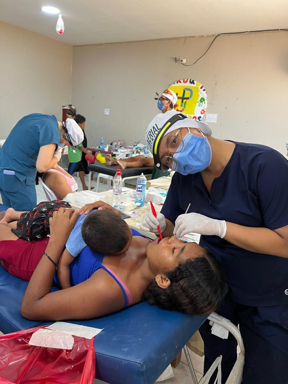 Dental care being given at the mission clinic
