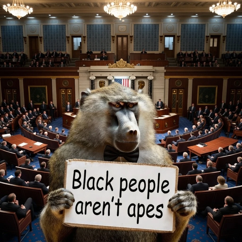 Democrats’ Ironic Blunder: Baboon-Like Green Holds “Blacks Aren’t Apes” Sign