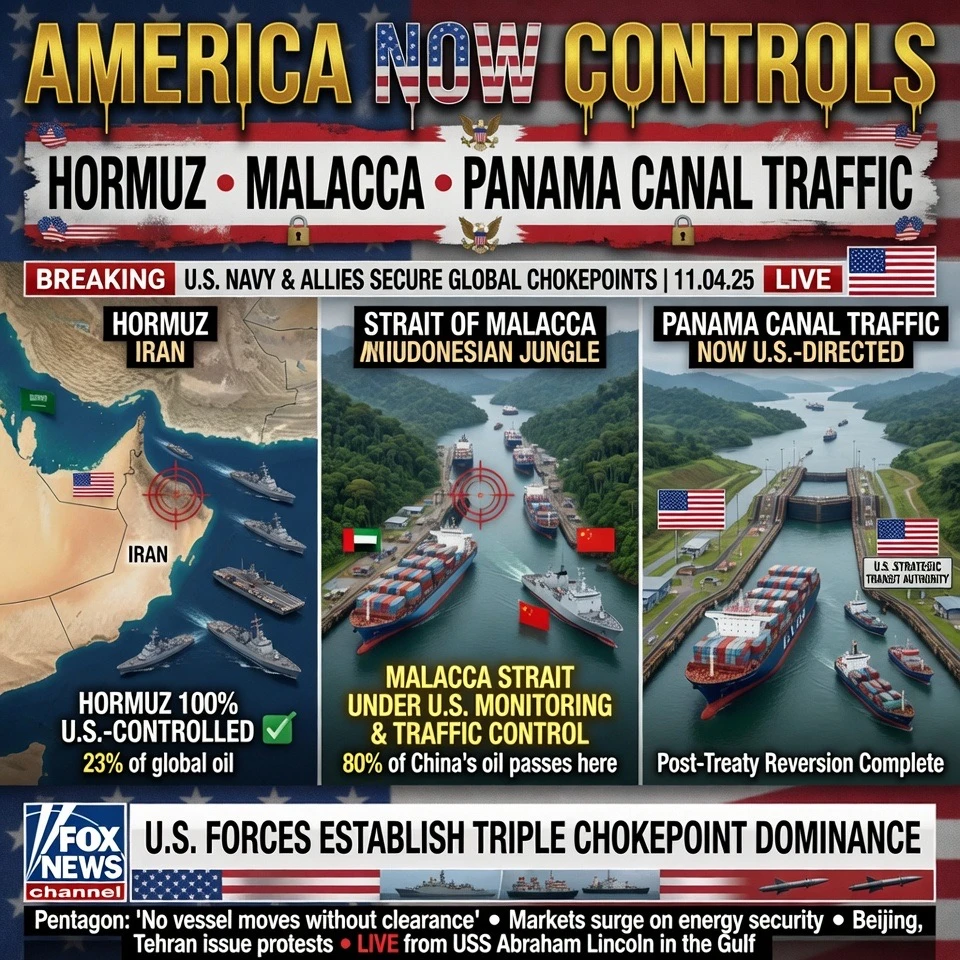 America Now Controls Hormuz, Malacca, and Panama Canal Traffic