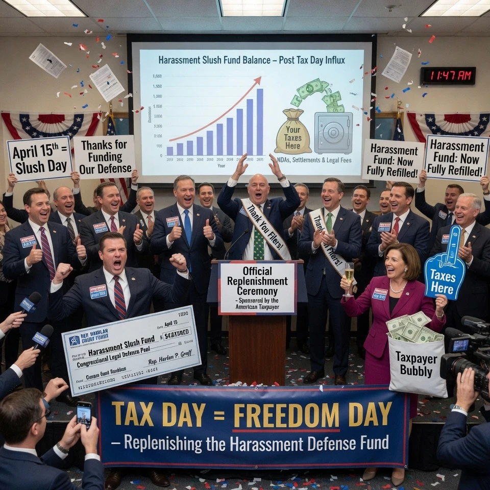 Politicians Cheer Tax Day to Replenish Harassment Slush Fund