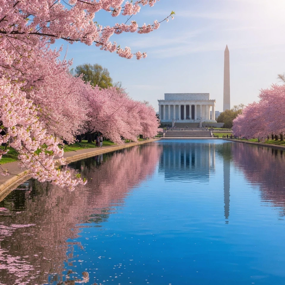 Trump’s Crews Beautify Lincoln Reflecting Pool with American Flag Blue