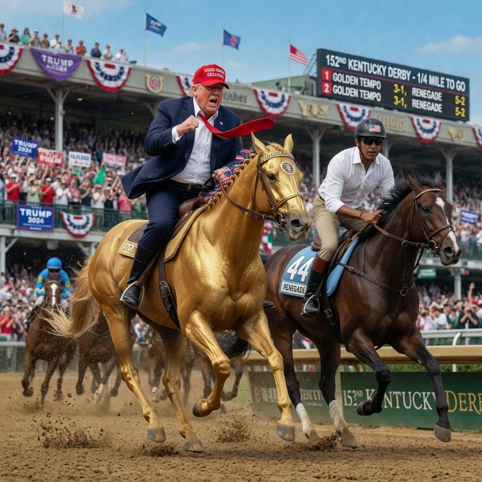 Trump Horse Golden Tempo Wins Derby in Epic Outside Surge Over Obama Renegade