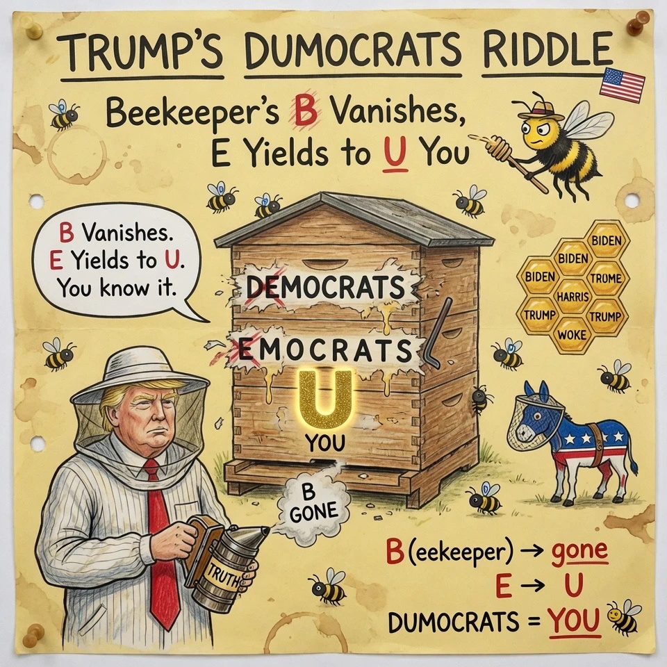 Trump’s Dumocrats Riddle: Beekeeper’s B Vanishes, E Yields to U You