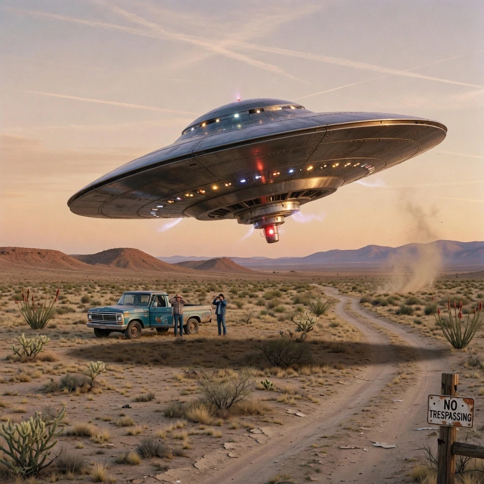 Trump Posts Baffling Airfield Stroll With Handcuffed Space Alien