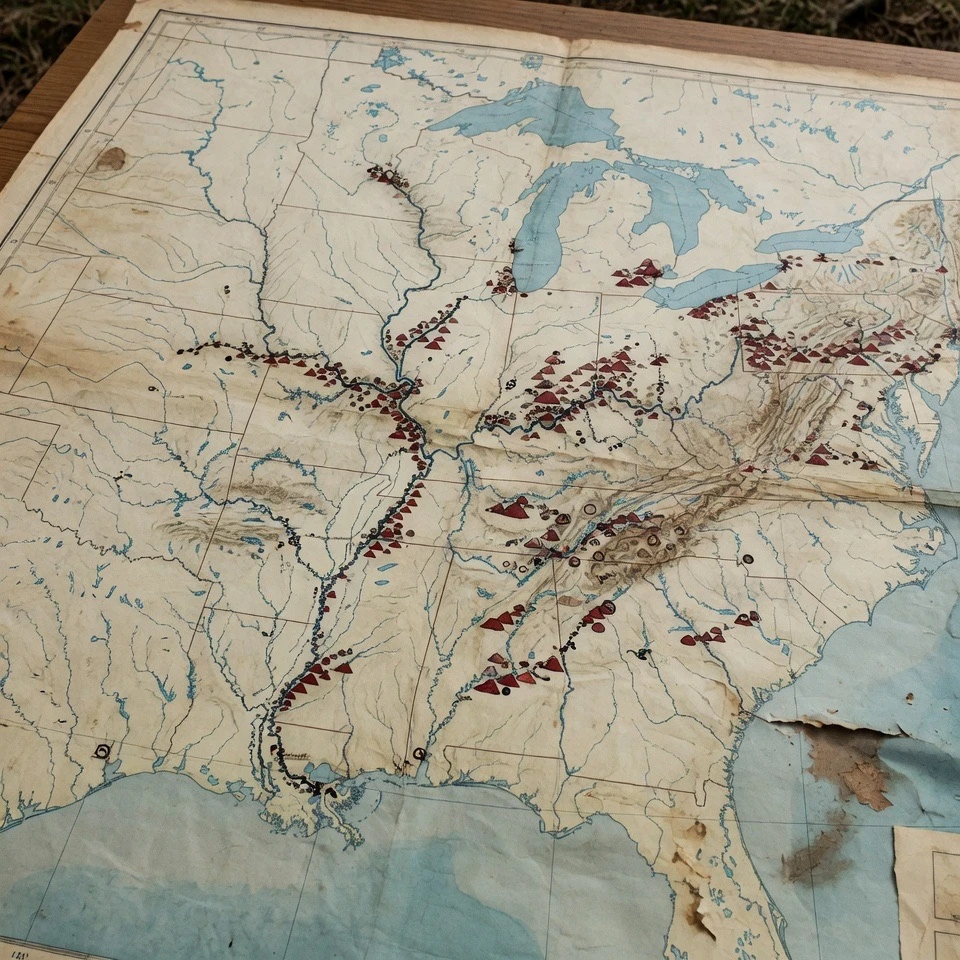 Cyrus Thomas Maps Dense Ancient Mound Network Across Eastern America