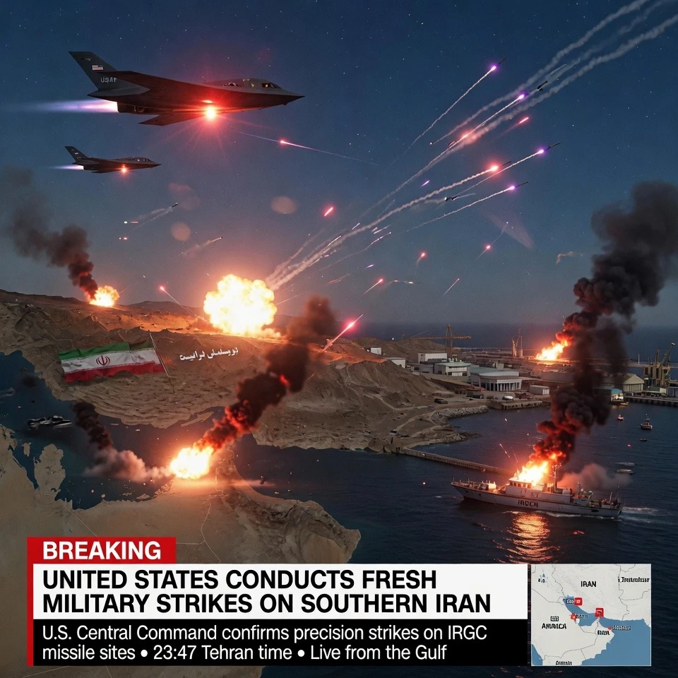 US Launches New Strikes on Southern Iran Missile Sites