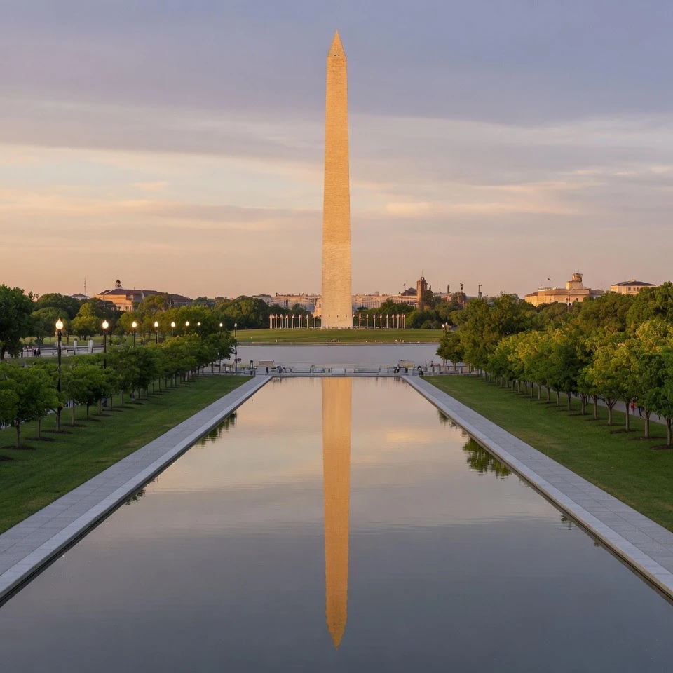 National Mall's Reopened Pool Majestically Reflects Washington's Enduring Obelisk Symbol