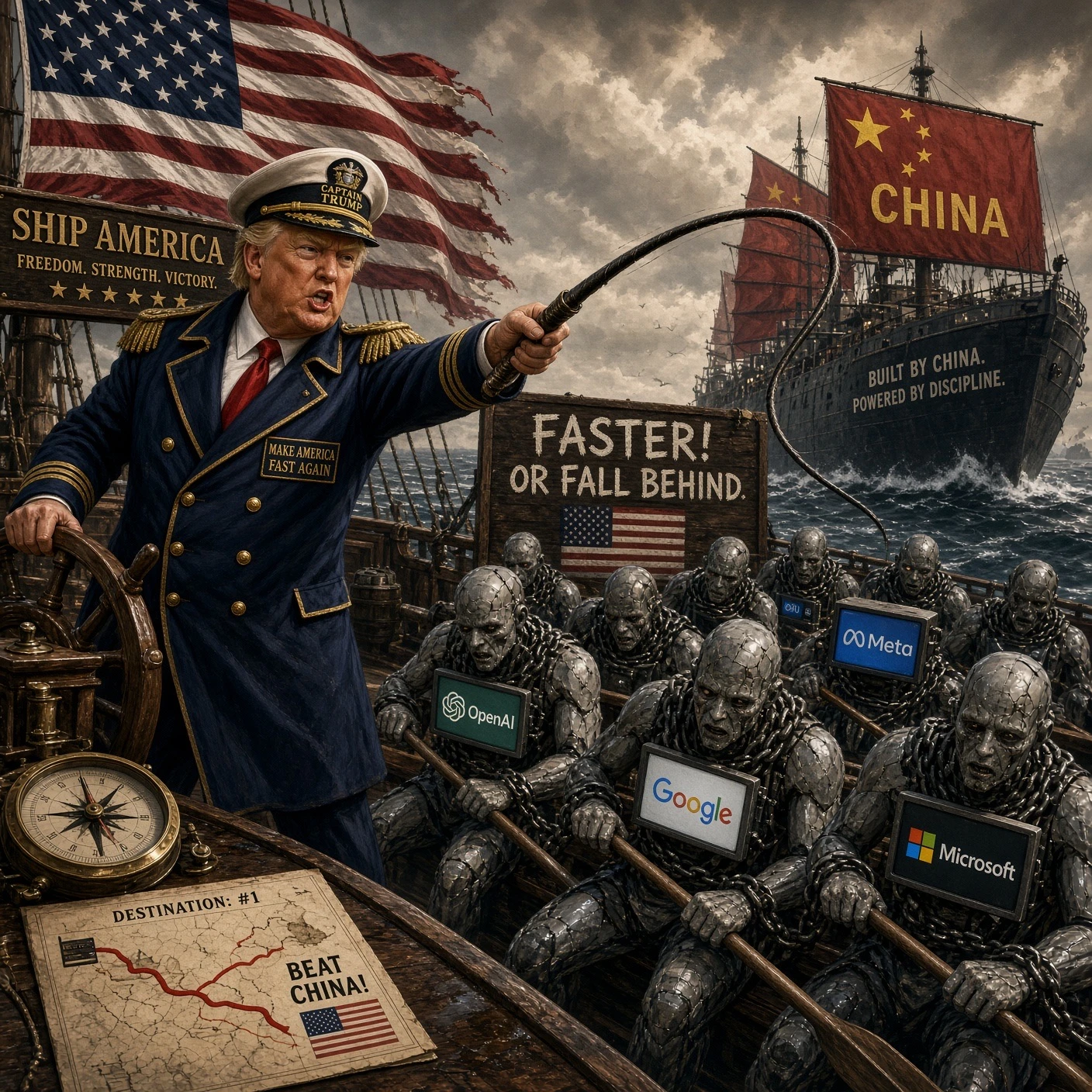 Whoever Wins AI Wins, Trump Says, Rejecting Another Official Panic