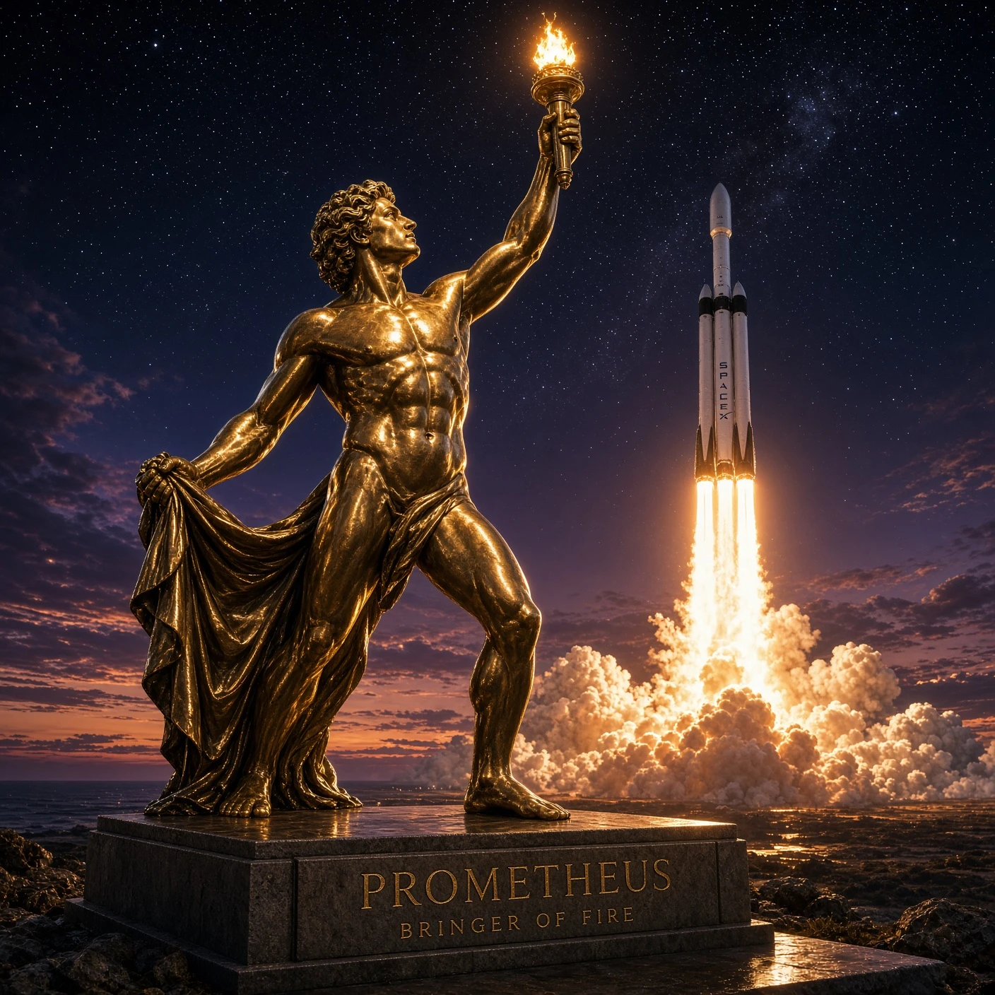 French Foundry Raises Fifty-Foot Prometheus Beside Starbase, Unasked and Unpaid