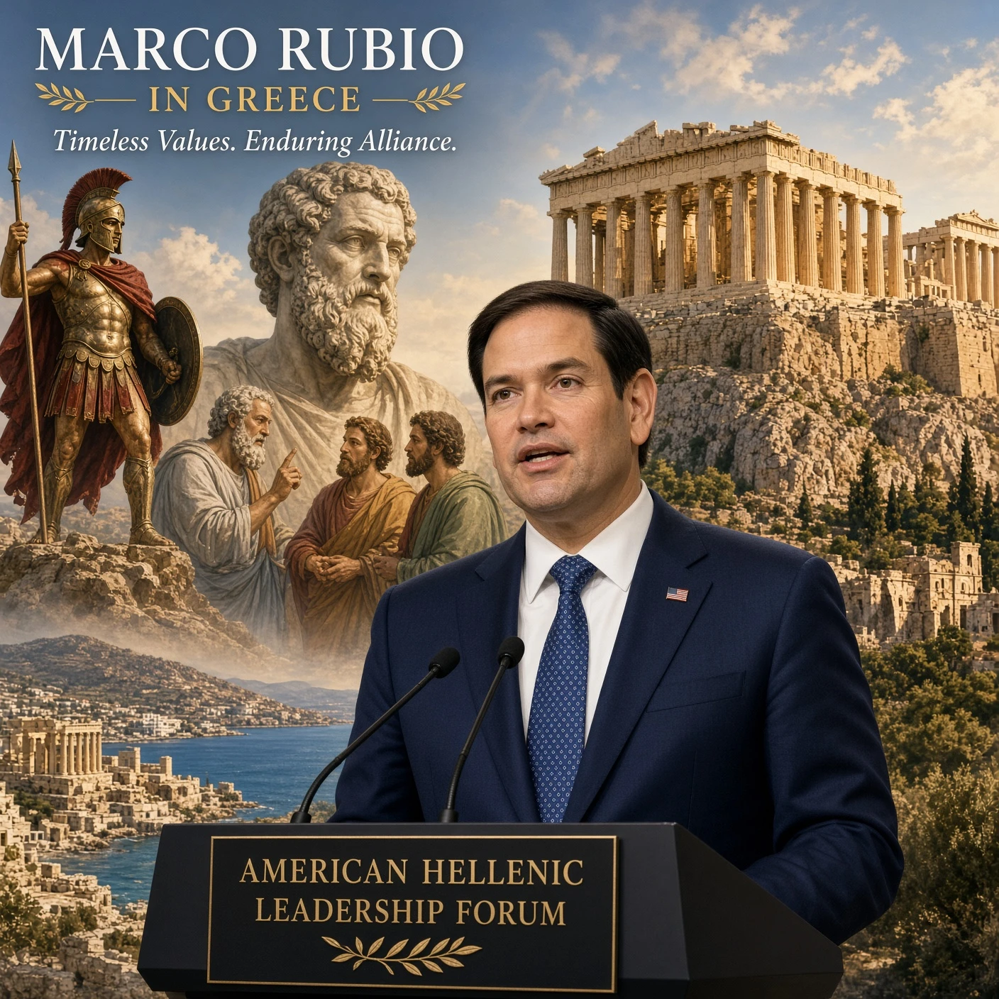 Rubio on the Pnyx: America Rejects Servitude, Decline, and Communism