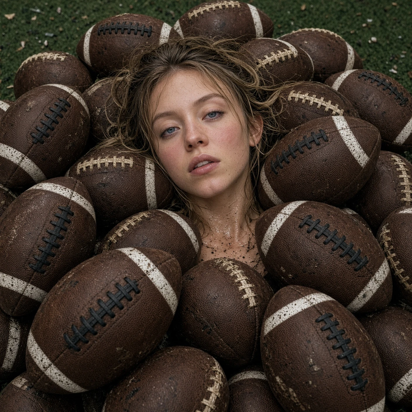 Sydney Sweeney Fronts Novig Commercial in White Underwear Holding Footballs