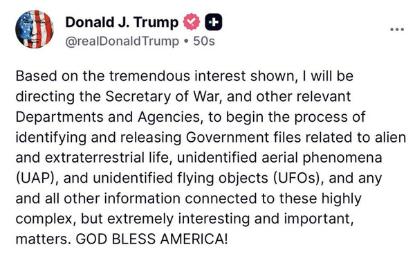 Trump to Order Release of Government Files on Aliens, UFOs