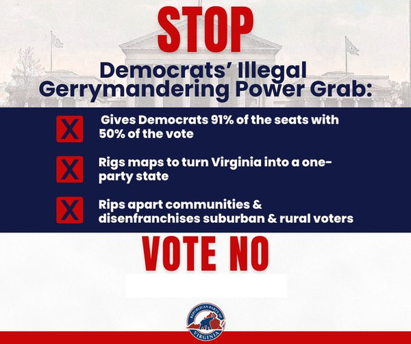 Vote 'NO' Today on Virginia’s Radical Democrat Gerrymandering Scheme