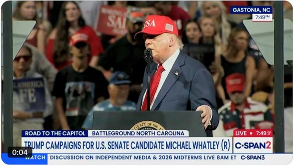 President Trump Returns to North Carolina to Boost GOP Senate Candidate Michael Whatley