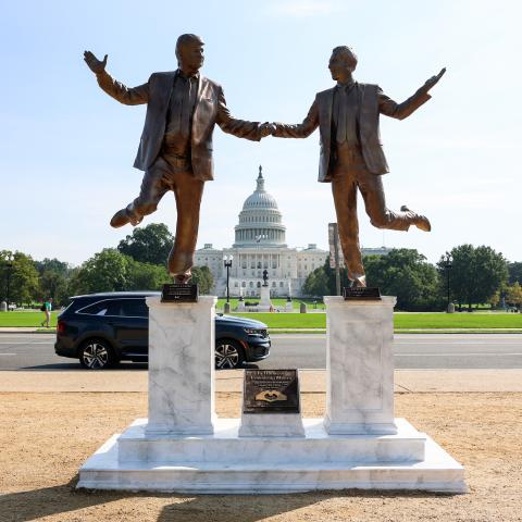 Trump, Epstein statue returns to National Mall after removal