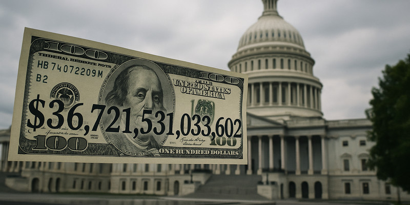 National Debt Tracker: American taxpayers (you) are now on the hook for $36,721,531,033,602.97 as of 7/25/25