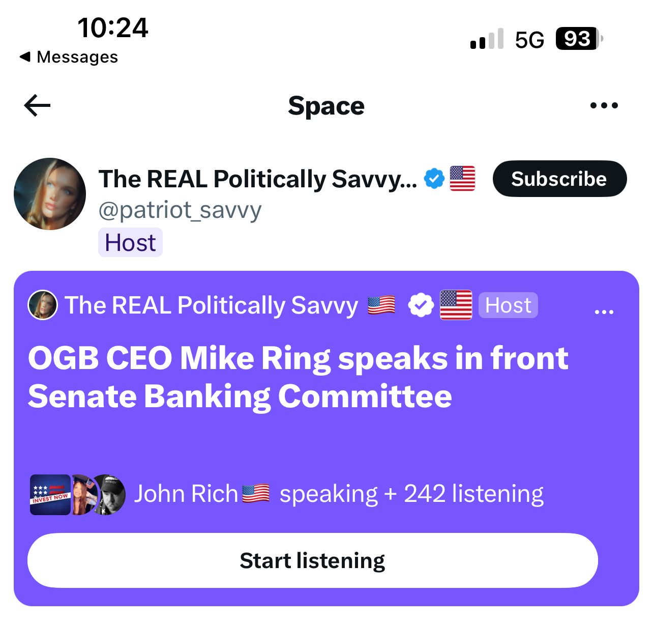 John Rich Joined VFAF’s Tiffany Savage Spaces Show to Cover Senate Hearings with Old Glory Bank Founder Mike Ring