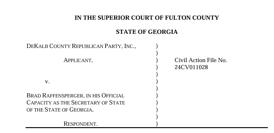 VFAF ELECTION INTEGRITY EFFORTS: Dekalb County Republican Party VS Brad Raffensperger Georgia Secretary of State - Amicus Brief filed by Jared Craig VFAF Attorney