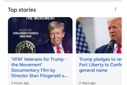Documentary ‘VFAF Veterans for Trump: The Movement’ Trends as a Top Story on Google