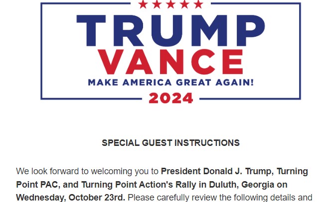 Turning Point Issues VIP Access/Seating for VFAF at Gwinnett County GA Rally
