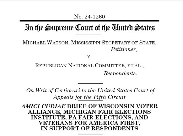 VFAF Legal Counsel Jared Craig esq. Joins Election Integrity Groups Filing Amicus Brief in Support of the Respondents in the Watson v RNC Supreme Court Case - Veterans for America First