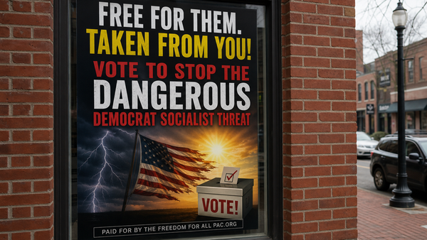 Large sign displayed on storefront