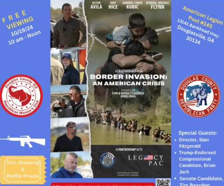 Team Trumps Brian Jack (nominee for GA3) speaks at VFAF’s Border Invasion Film event in Douglas County Georgia.