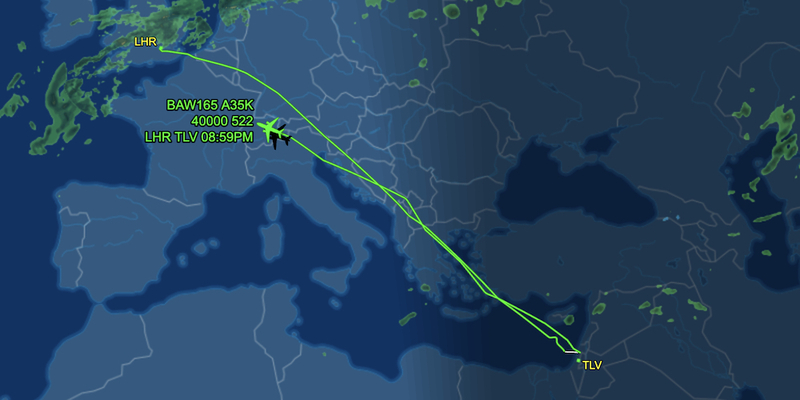 British Airways flight from London to Tel Aviv diverted back to UK