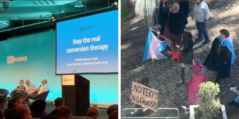 'Trantifa' protests LGB Alliance conference in London focusing on ending child sex changes