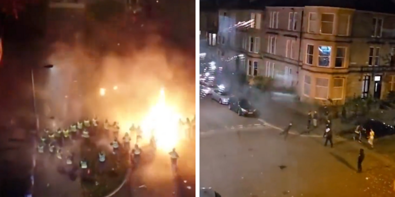 Young rioters goaded on by adults injure Edinburgh police with fireworks, Molotov cocktails on 'Bonfire Night'