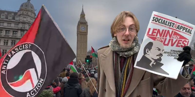 Antifa joins London anti-Israel march, socialists peddle pro communist merch
