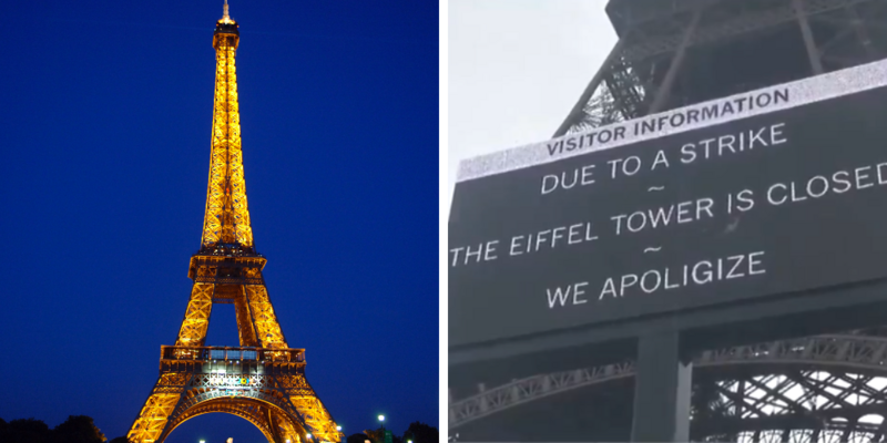 Eiffel Tower shuts down as workers strike, tourists turned away