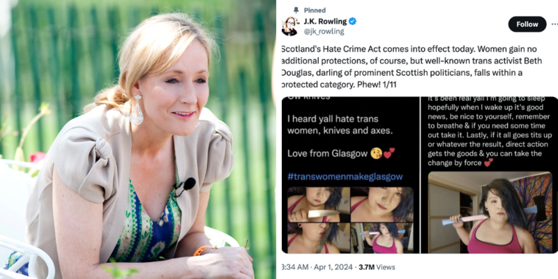 JK Rowling dares police to arrest her for 'misgendering' after Scottish hate crime law takes effect