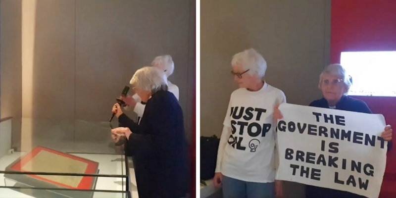 British climate activists target the Magna Carta, break barrier glass, glue themselves to cabinet