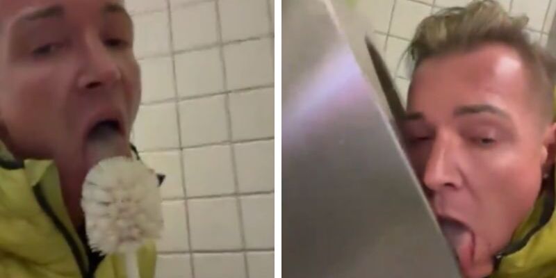 WATCH: German politician films himself licking public toilet seats