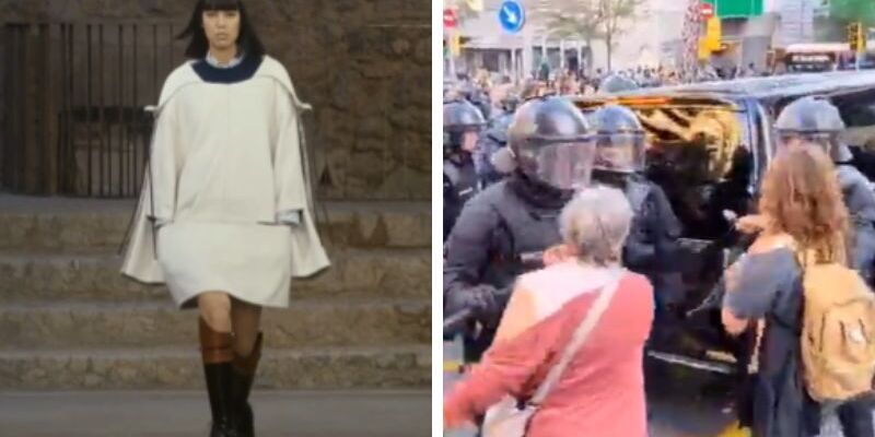 Spaniards clash with police while protesting Louis Vuitton cruise collection over historic park closure