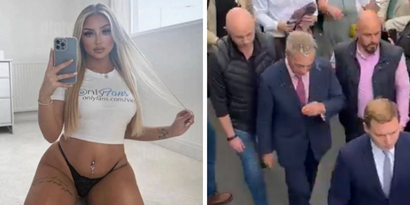 OnlyFans model arrested in UK for throwing milkshake on Nigel Farage