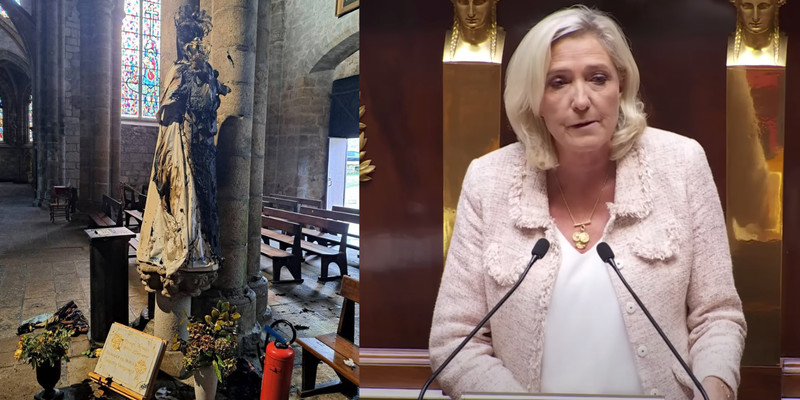 Marine Le Pen condemns church arson in Brittany as France faces wave of anti-Catholic arsons and attacks