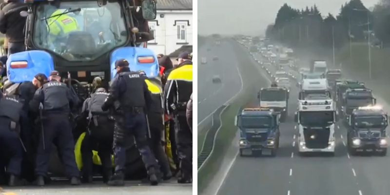 Irish police physically remove farmer, trucker blockade protesting fuel prices, climate change policies