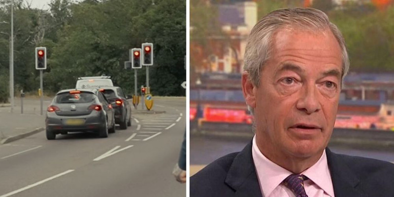 ‘Instant karma!’: Woman crashes into car seconds after shouting abuse at Nigel Farage 
