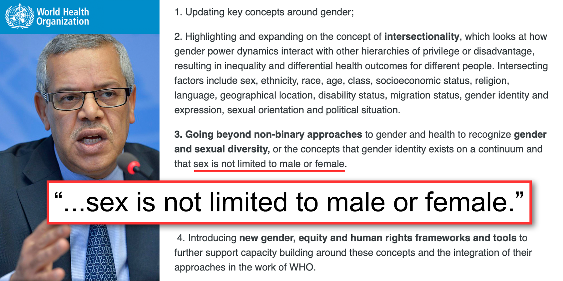 WHO declares 'sex is not limited to male and female'