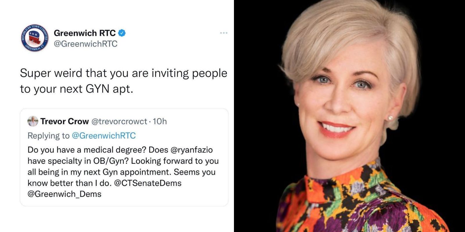 Democrat CT state senate candidate invites Republicans to her next OB