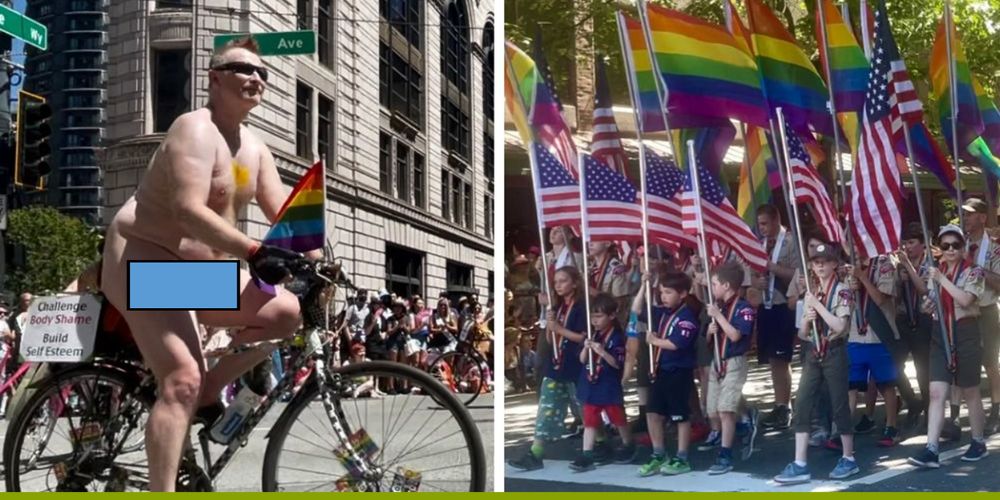 Seattle Pride attendees prance nude in front of children