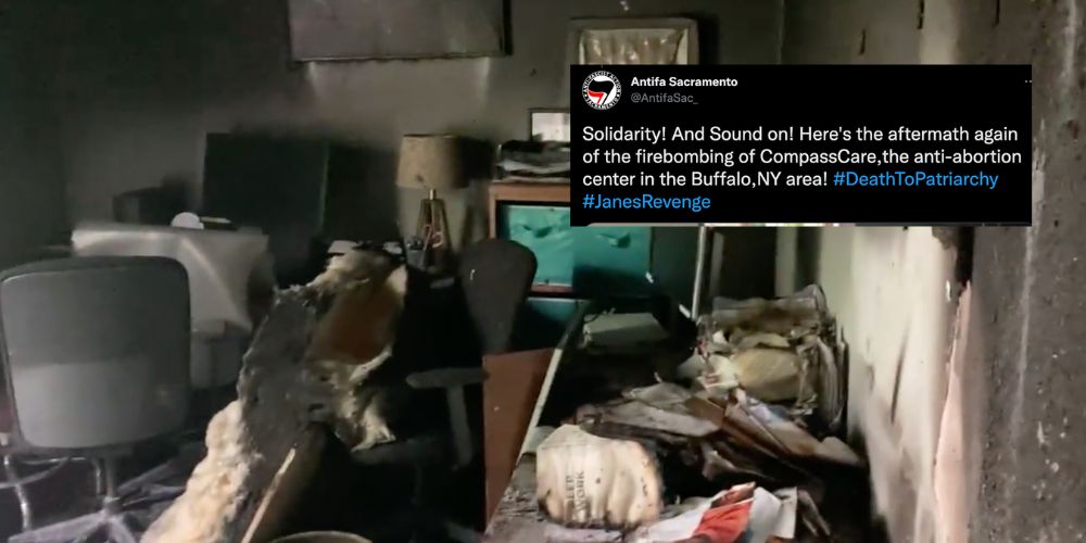 Antifa celebrates firebombing of Buffalo pregnancy center