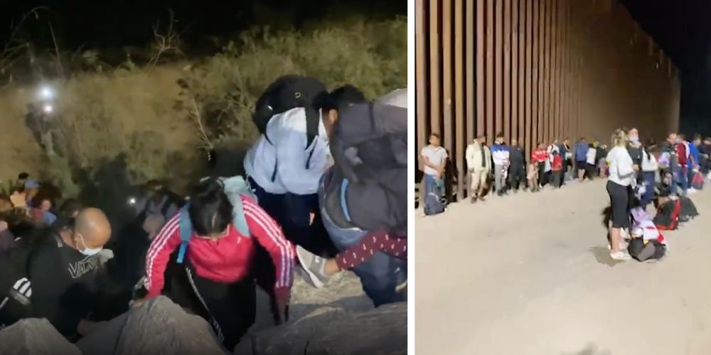 Illegal immigrants flood through gap in southern border wall