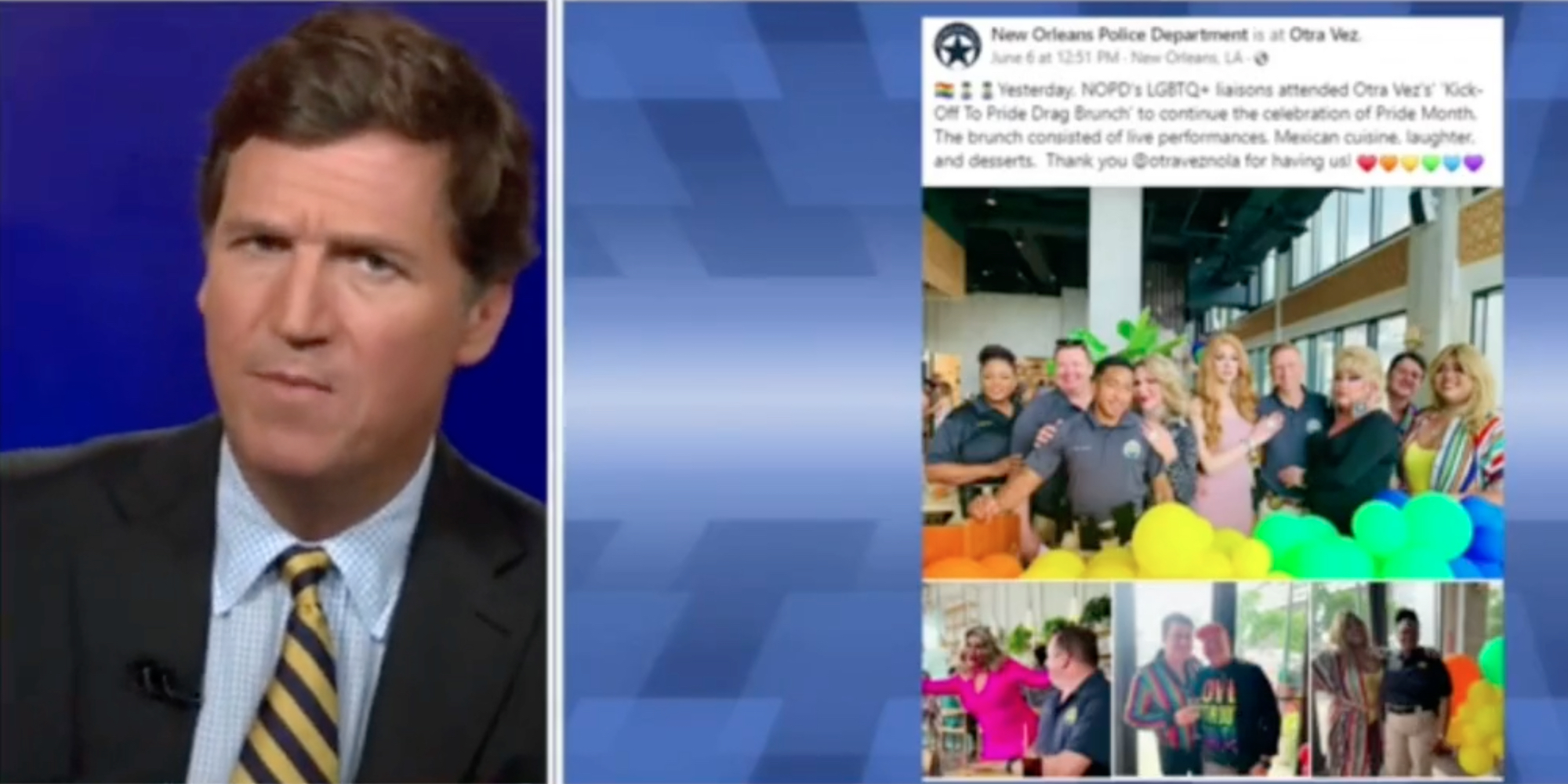 WATCH: Tucker Carlson SLAMS New Orleans PD for partying at 'drag brunch' while crime skyrockets