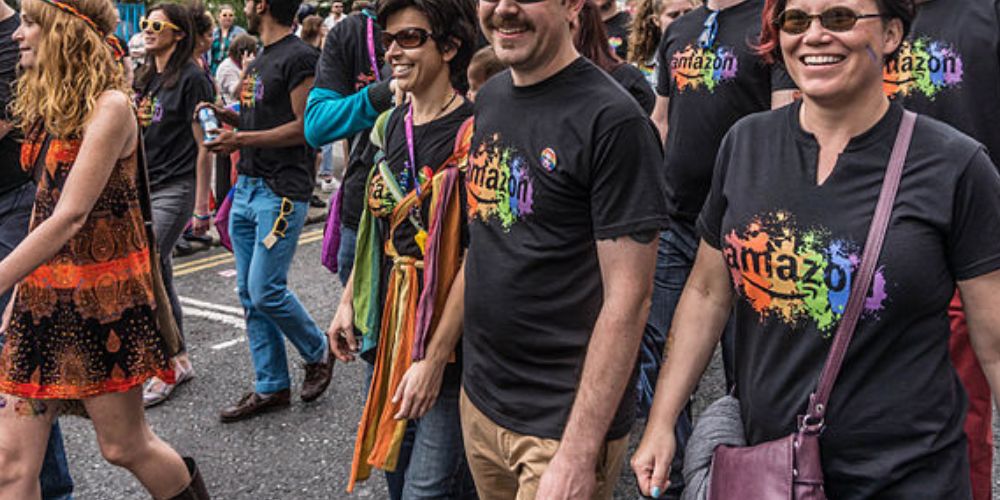 Amazon employees stage a 'die-in' at pride event over 'transphobic books'