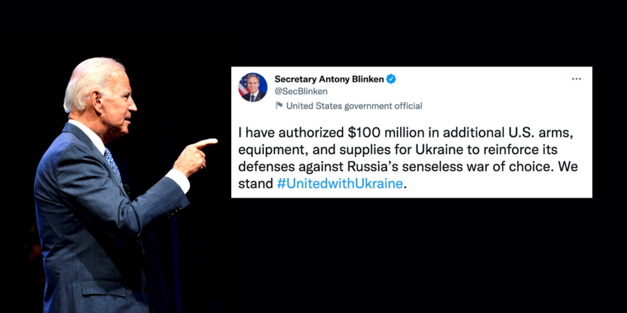 BREAKING: Biden admin adds $100 million in arms for Ukraine on top of $40 billion aid package