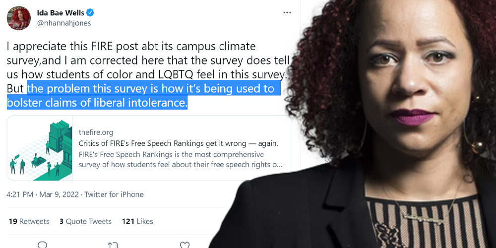1619 Project founder complains that study proving liberal intolerance is being used to 'bolster claims of liberal intolerance'