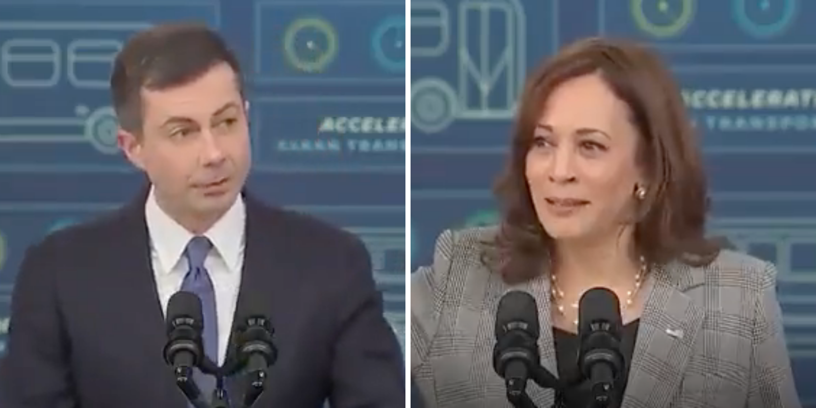 WATCH: Kamala, Mayor Pete push electric cars on Americans as gas prices soar